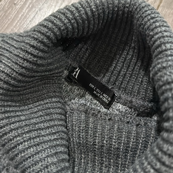 Zara cozy grey fleece cropped turtleneck sweater L - Picture 4 of 4